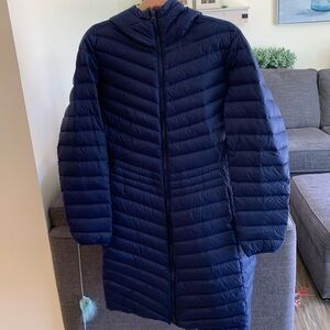 Lands End Down Puffer Long Winter Jacket with Hood